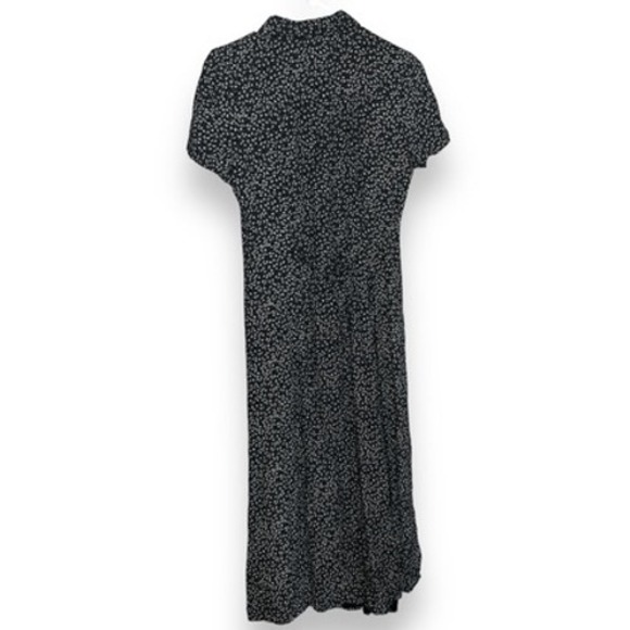90s Vintage Byer California Womens sz 7 Black Floral Collared Button Midi Dress - Picture 5 of 6